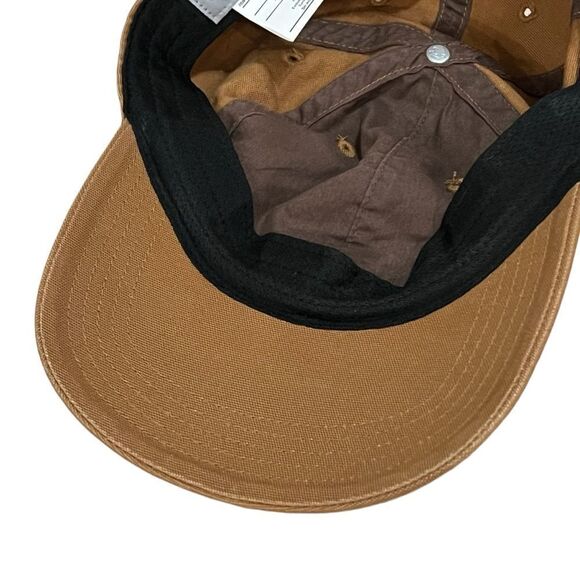 Carhartt Canvas Tan Baseball Cap Vegan Leather Logo Patch - Picture 6 of 7